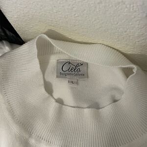 Cielo Women's Pullover Sweater White Crew Neck Long Sleeve Size L​​